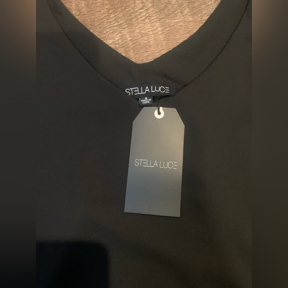 NWT Stella Luce Navy Black Tank Top V Neck Size Small - Picture 2 of 4